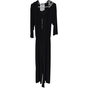 LYRIC Culture Size 2X Black Cropped Wide Leg Knit Jumpsuit Blondie